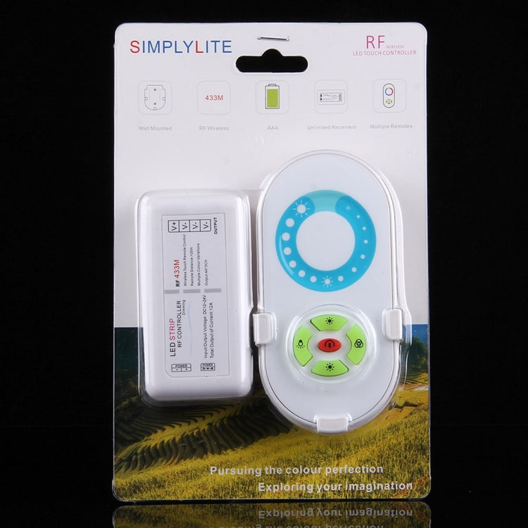 S201 Single Channel 433MHz RF Wireless LED Strip Controller with Wall Mount, Half-touch, 5 Keys, Voltage: DC 12-24V