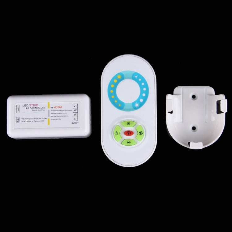 S202 Dual Channels 433MHz RF Wireless LED Strip Controller with Wall Mount, Half-touch, 5 Keys, Voltage: DC 12-24V