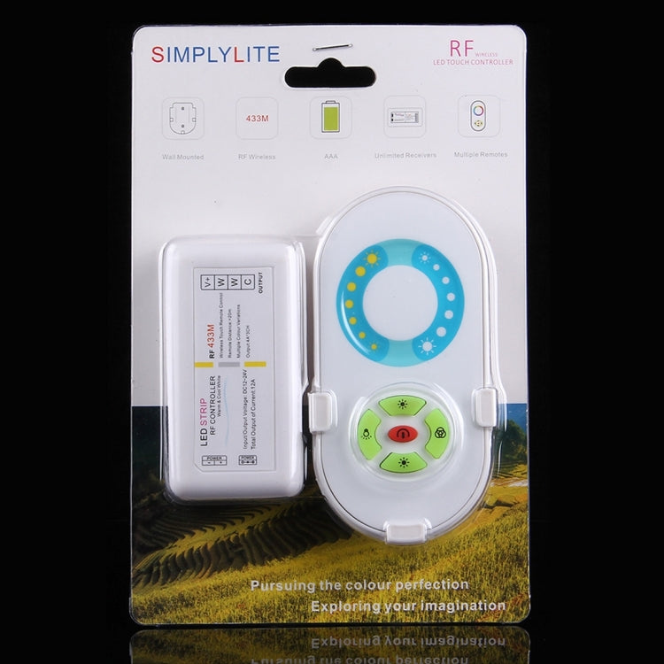 S202 Dual Channels 433MHz RF Wireless LED Strip Controller with Wall Mount, Half-touch, 5 Keys, Voltage: DC 12-24V