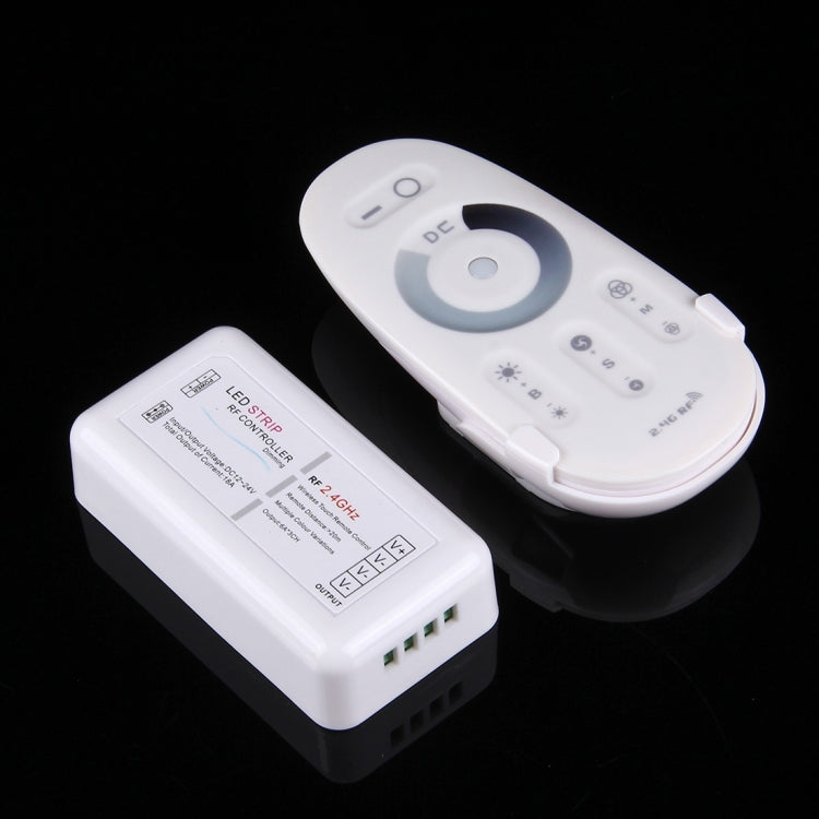 S301 Single Channel 2.4GHz RF Wireless LED Strip Controller with Wall Mount, Half-touch, 5 Keys, DC 12-24V 18A