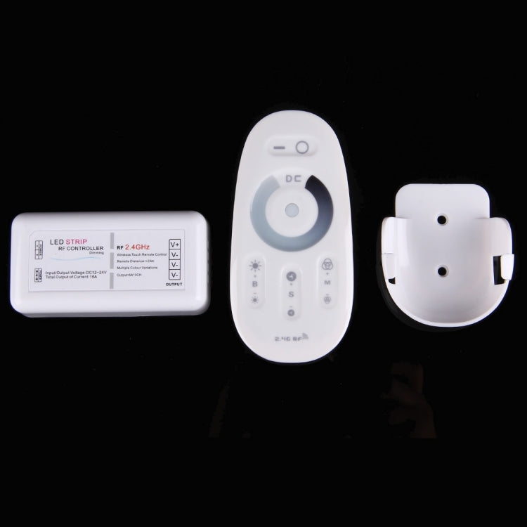 S301 Single Channel 2.4GHz RF Wireless LED Strip Controller with Wall Mount, Half-touch, 5 Keys, DC 12-24V 18A