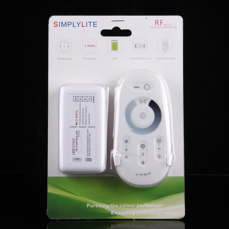 S301 Single Channel 2.4GHz RF Wireless LED Strip Controller with Wall Mount, Half-touch, 5 Keys, DC 12-24V 18A