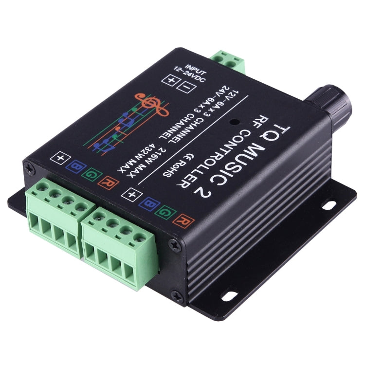 SX-MUSIC 2 Sensitivety Backlight RF Remote RGB 15 Music Modes LED Light Strip Controller with Wall Mount, Support WiFi, Touching Color, 3.5mm Audio, Wake-up Induction