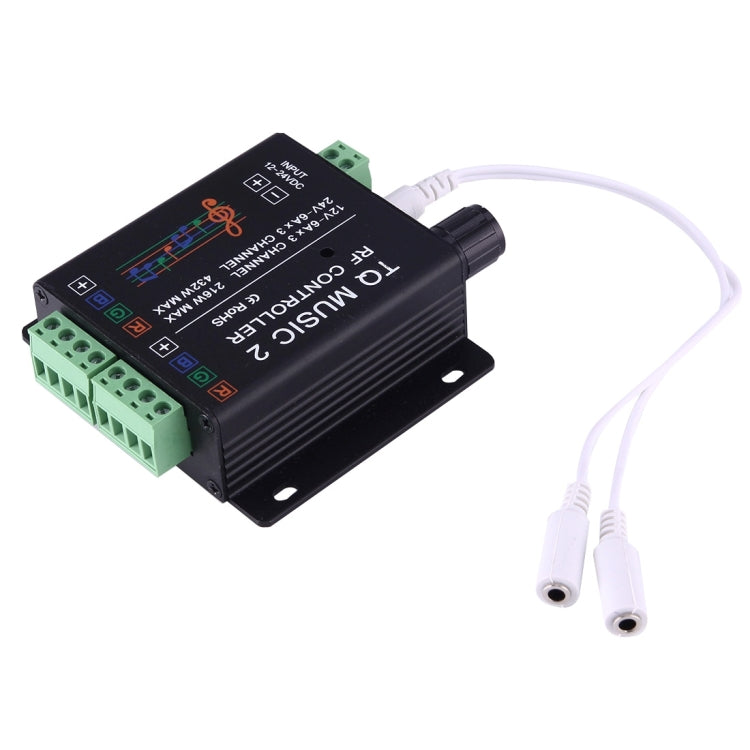SX-MUSIC 2 Sensitivety Backlight RF Remote RGB 15 Music Modes LED Light Strip Controller with Wall Mount, Support WiFi, Touching Color, 3.5mm Audio, Wake-up Induction