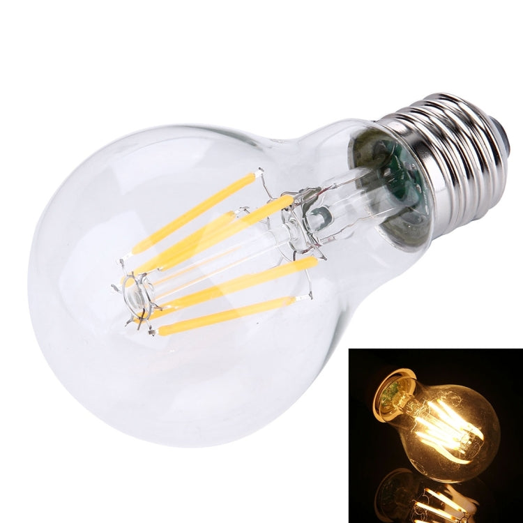 A60 E27 6W Warm White LED Filament Light Bulb , 6 LEDs 480 LM Retro Energy Saving Light for Halls, AC 85-265V