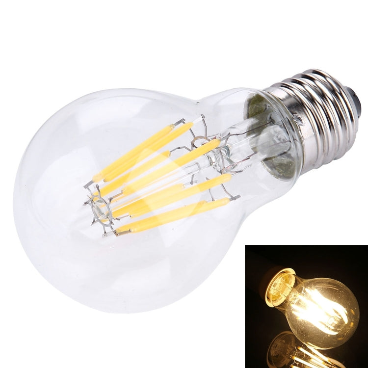 A60 E27 8W Warm White LED Filament Light Bulb , 8 LEDs 580 LM Retro Energy Saving Light for Halls, AC 85-265V