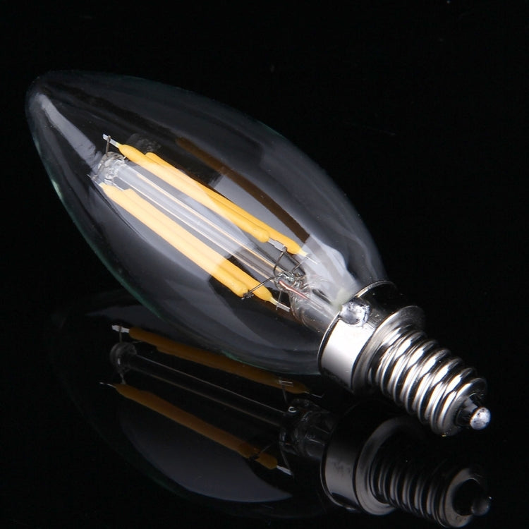 C35 E12 4W Dimmable Warm White LED Filament Light Bulb , 4 LEDs 300 LM Retro Energy Saving Light for Halls, AC 110V