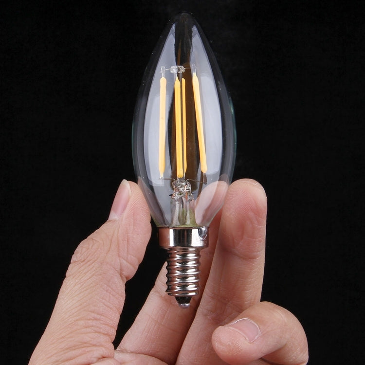 C35 E12 4W Dimmable Warm White LED Filament Light Bulb , 4 LEDs 300 LM Retro Energy Saving Light for Halls, AC 110V