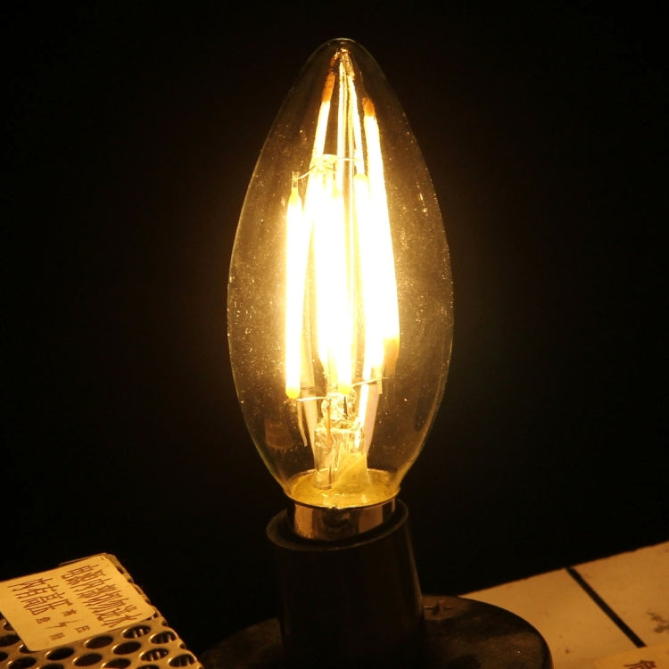 C35 E12 4W Dimmable Warm White LED Filament Light Bulb , 4 LEDs 300 LM Retro Energy Saving Light for Halls, AC 110V