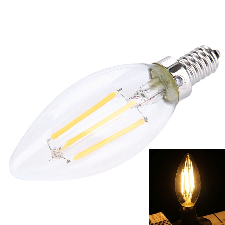 C35 E12 4W Dimmable Warm White LED Filament Light Bulb , 4 LEDs 300 LM Retro Energy Saving Light for Halls, AC 110V