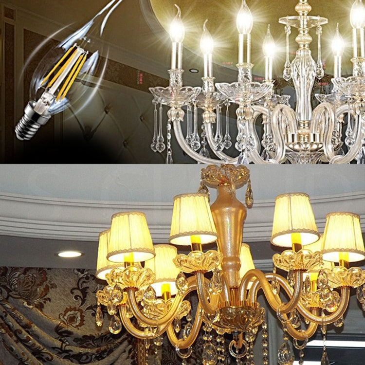 C35 E12 4W Dimmable Warm White LED Filament Light Bulb , 4 LEDs 300 LM Retro Energy Saving for Halls, AC 110V