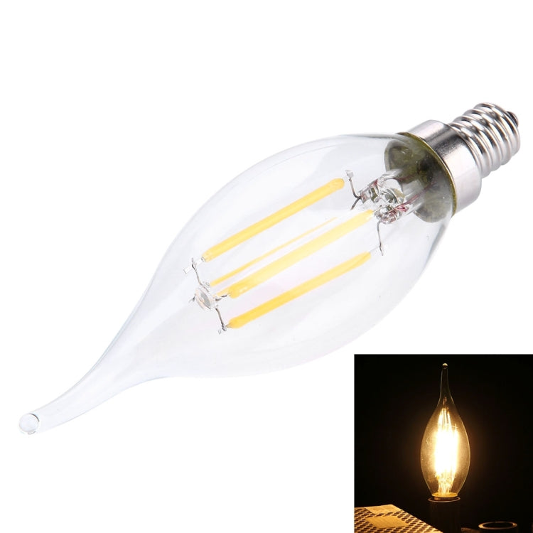 C35 E12 4W Dimmable Warm White LED Filament Light Bulb , 4 LEDs 300 LM Retro Energy Saving for Halls, AC 110V
