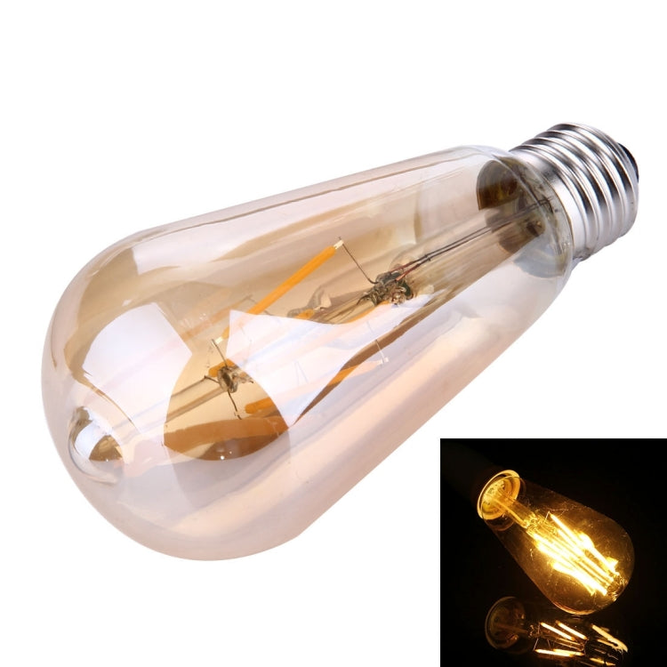 ST64 E27 4W Warm White LED Filament Light Bulb , 4 LEDs 380 LM Retro Energy Saving Light for Halls, AC 85-265V