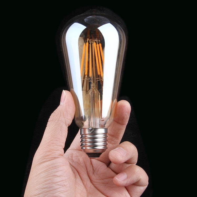 ST64 E27 6W Warm White LED Filament Light Bulb , 6 LEDs 480 LM Retro Energy Saving Light for Halls, AC 85-265V