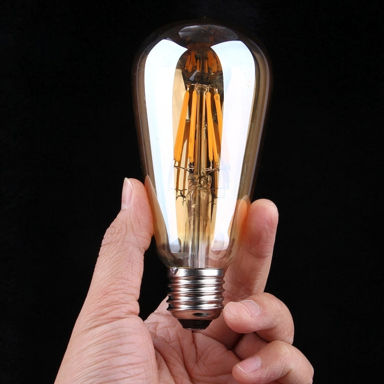 ST64 E27 8W Warm White LED Filament Light Bulb , 8 LEDs 580 LM Retro Energy Saving Light for Halls, AC 85-265V