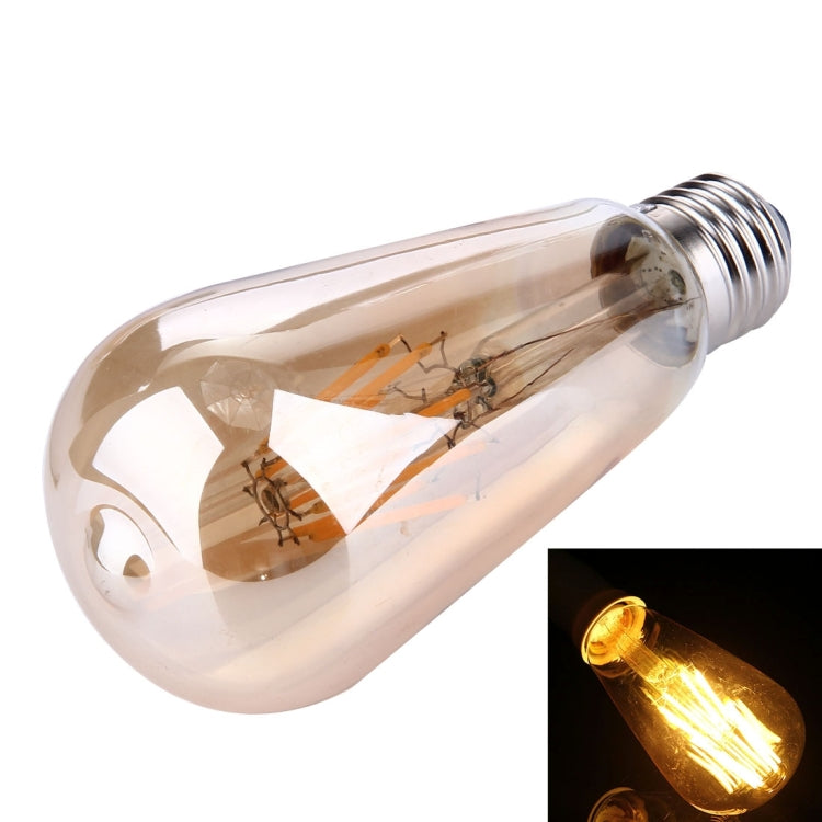 ST64 E27 8W Warm White LED Filament Light Bulb , 8 LEDs 580 LM Retro Energy Saving Light for Halls, AC 85-265V