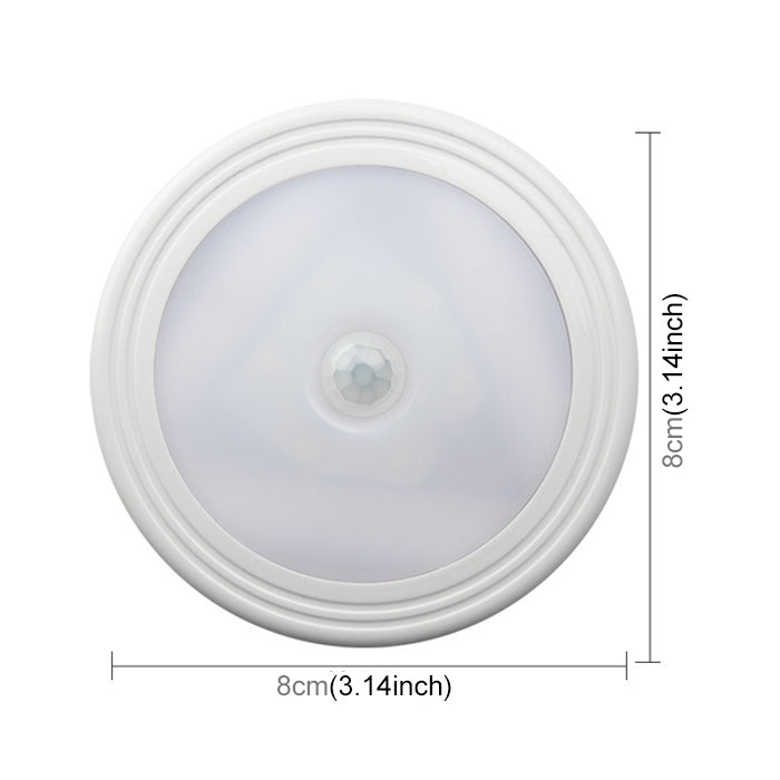 0.3W White Light Round Shape LED PIR Sensor Light , 6 LEDs 30 LM SMD-3528 for Cabinets