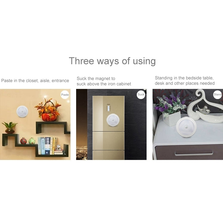 0.3W White Light Round Shape LED PIR Sensor Light , 6 LEDs 30 LM SMD-3528 for Cabinets