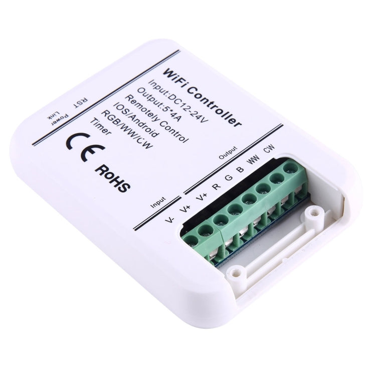 5 Channels WiFi LED Music Controller, Support iOS 6 or later & Android 2.3 or later, DC 12-24V