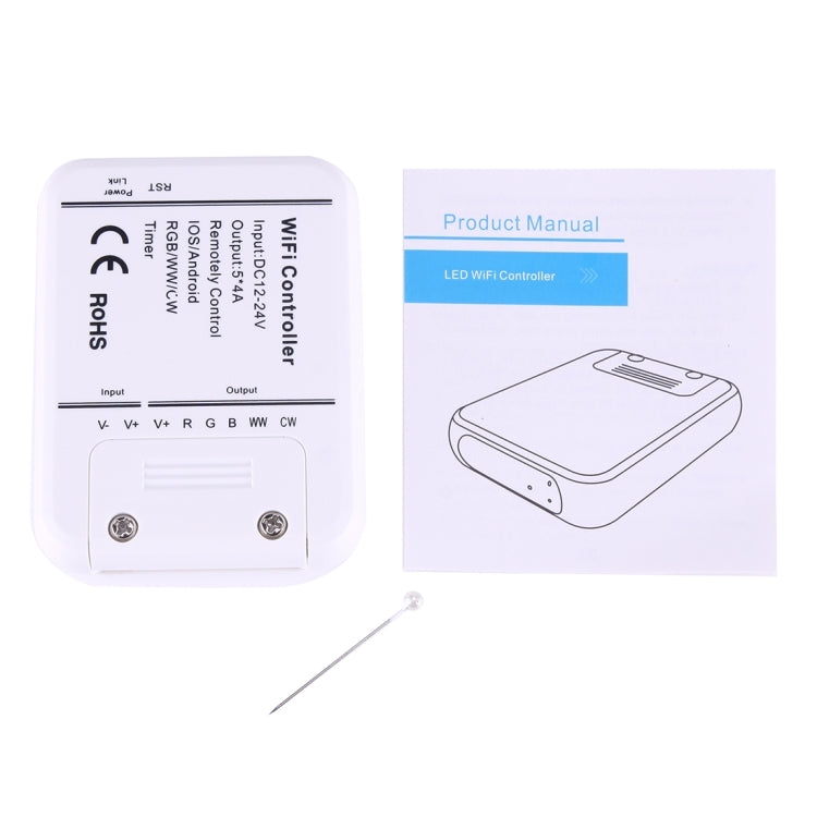 5 Channels WiFi LED Music Controller, Support iOS 6 or later & Android 2.3 or later, DC 12-24V