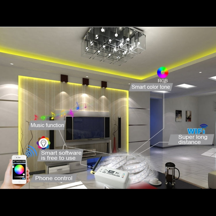 Wifi RGB LED Remote Controller, Support iOS 6 or later & Android 4.0 or later, DC 12-24V