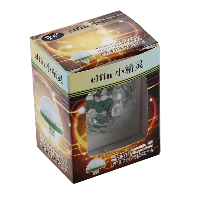 3W USB RGB Magic Ball LED Stage Lamp with Micro USB Adapter, 4 LEDs Mini LED Music Sound Control KTV DJ Disco Light Effect Light(Transparent+Green)