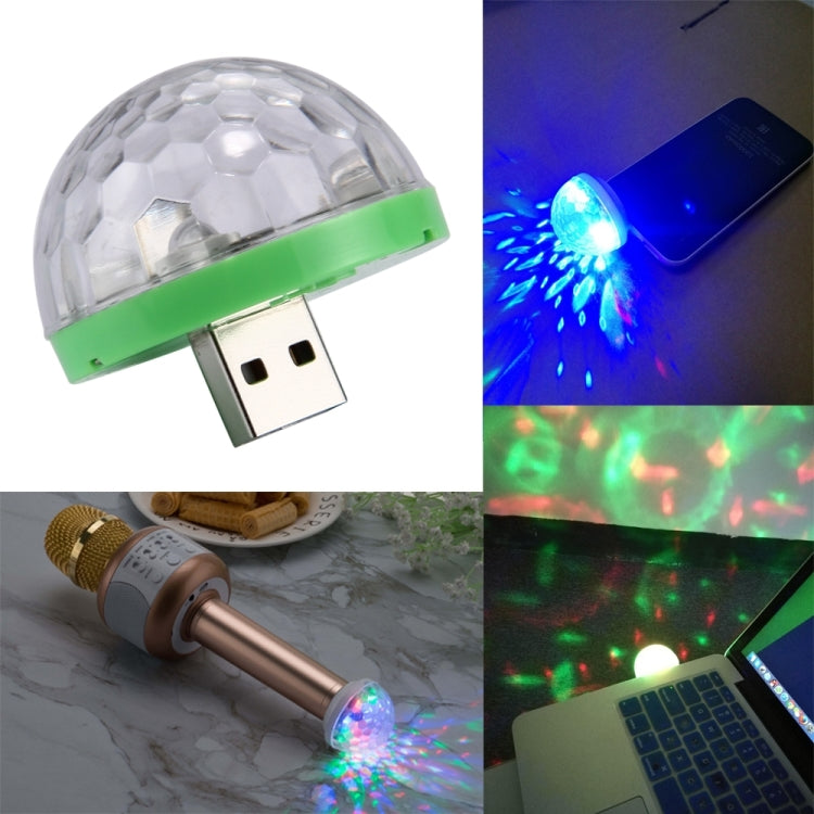 3W USB RGB Magic Ball LED Stage Lamp with Micro USB Adapter, 4 LEDs Mini LED Music Sound Control KTV DJ Disco Light Effect Light(Transparent+Green)