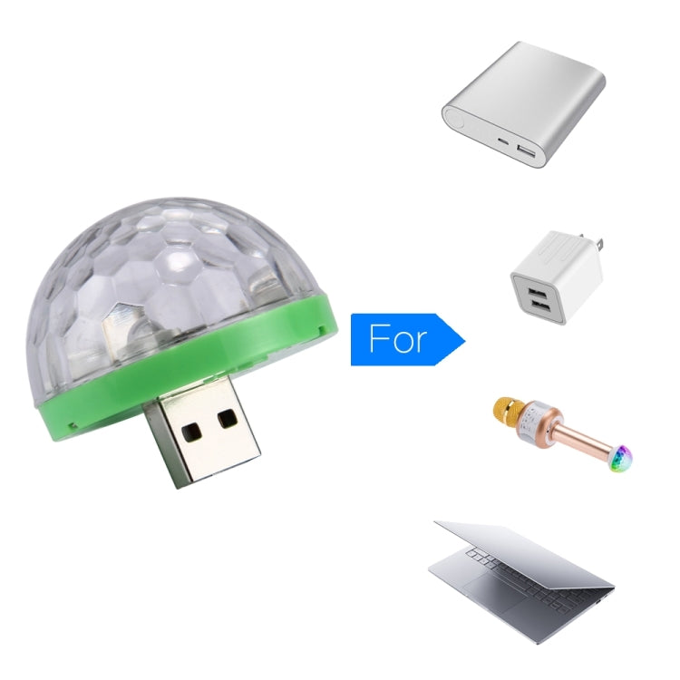 3W USB RGB Magic Ball LED Stage Lamp with Micro USB Adapter, 4 LEDs Mini LED Music Sound Control KTV DJ Disco Light Effect Light(Transparent+Green)
