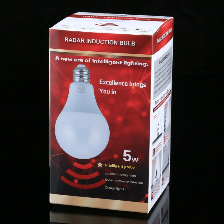 E27 5W SMD 5730 Radar Sensor LED Light Bulb, AC 90-250V(White Light)