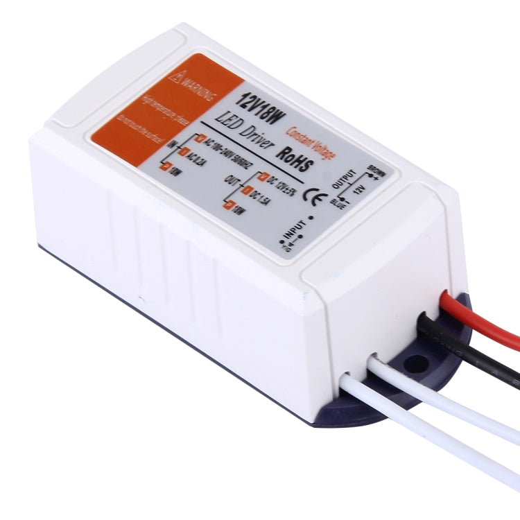 12V 18W Plastic Cover LED Driver, AC 100-240V