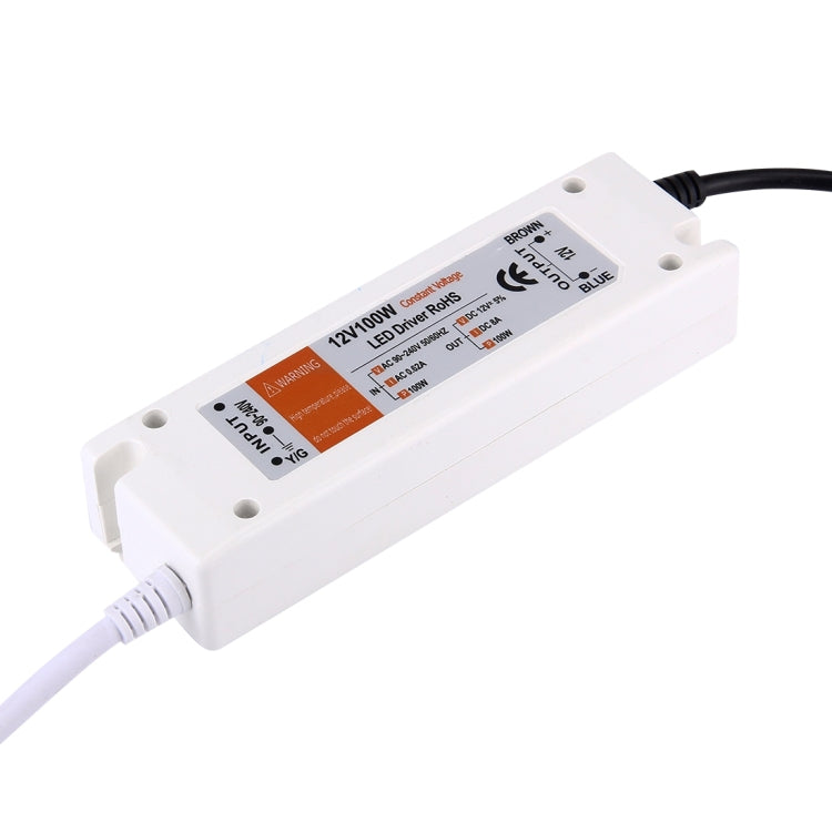 12V 100W Plastic Cover LED Driver, AC 90-240V
