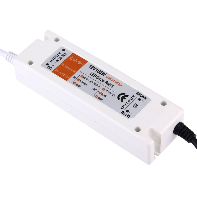 12V 100W Plastic Cover LED Driver, AC 90-240V