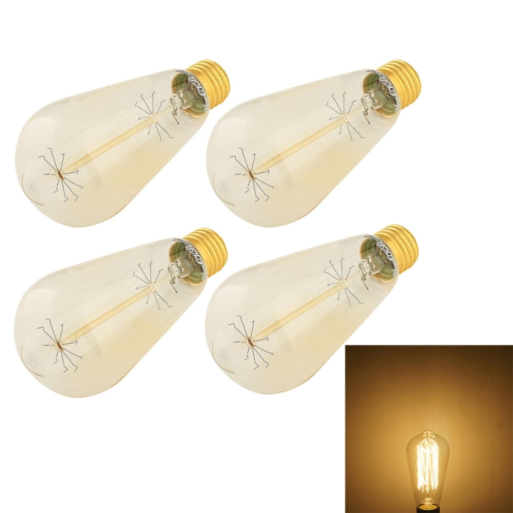 4 PCS YouOKLight 0842 E27 40W Warm White Bulbs Lamp, 400 LM Conical Incandescent Edison Tungsten Filament Light, AC 110V