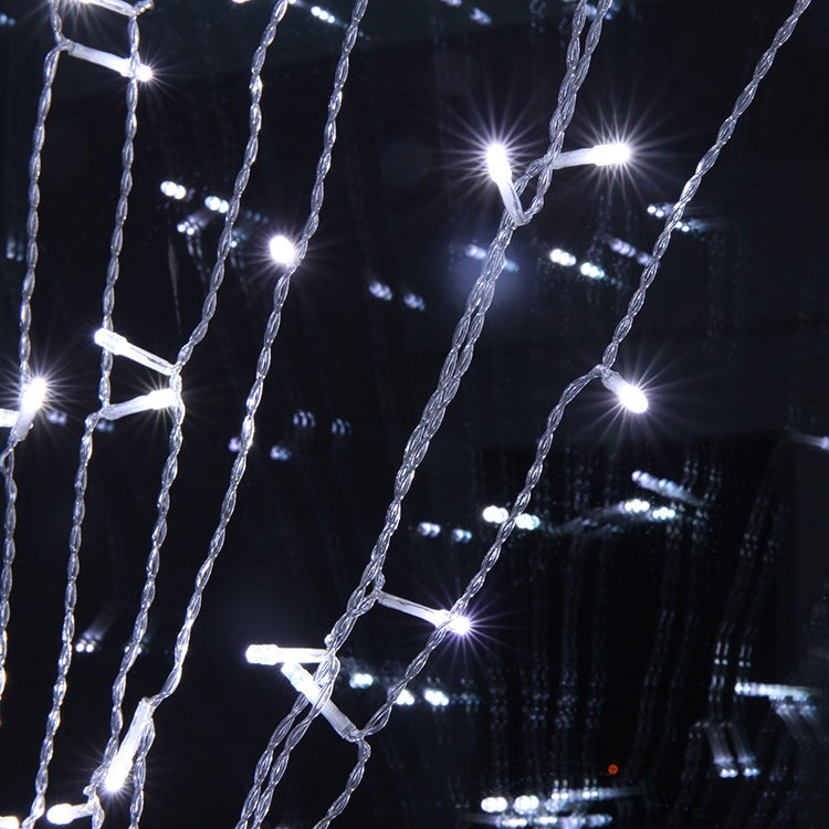 UL588 3m(Length) x 1.5m(Height) IP43 Waterproof LED Curtain Light, 150 LEDs Fairy String Decorative Light with End Joint & 8 Model Functions, US Plug(White Light)