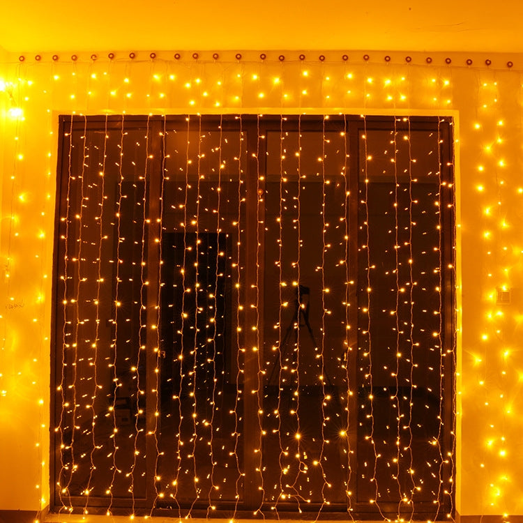 UL588 3m(Length) x 2m(Height) IP43 Waterproof LED Curtain Light, 200 LEDs Fairy String Decorative Light with End Joint & 8 Model Functions, US Plug