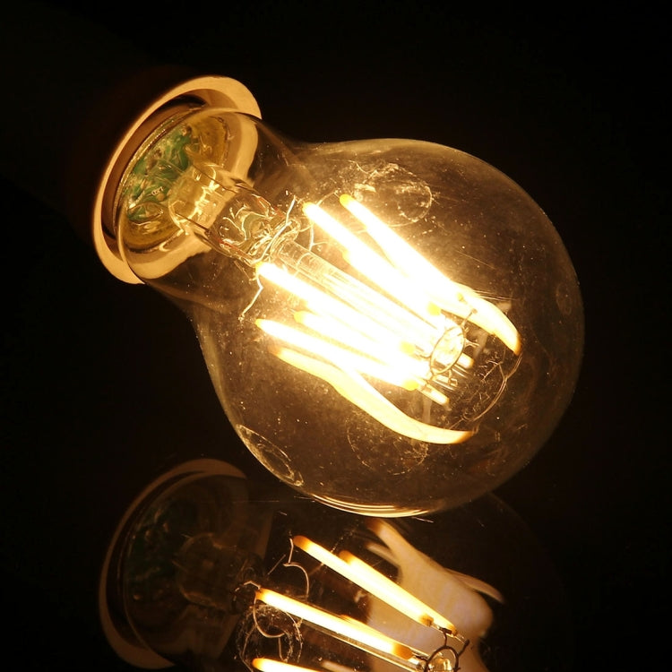 4 PCS A60 E27 6W Warm White LED Filament Light Bulb , 6 LEDs 480 LM Retro Energy Saving Light for Halls, AC 85-265V