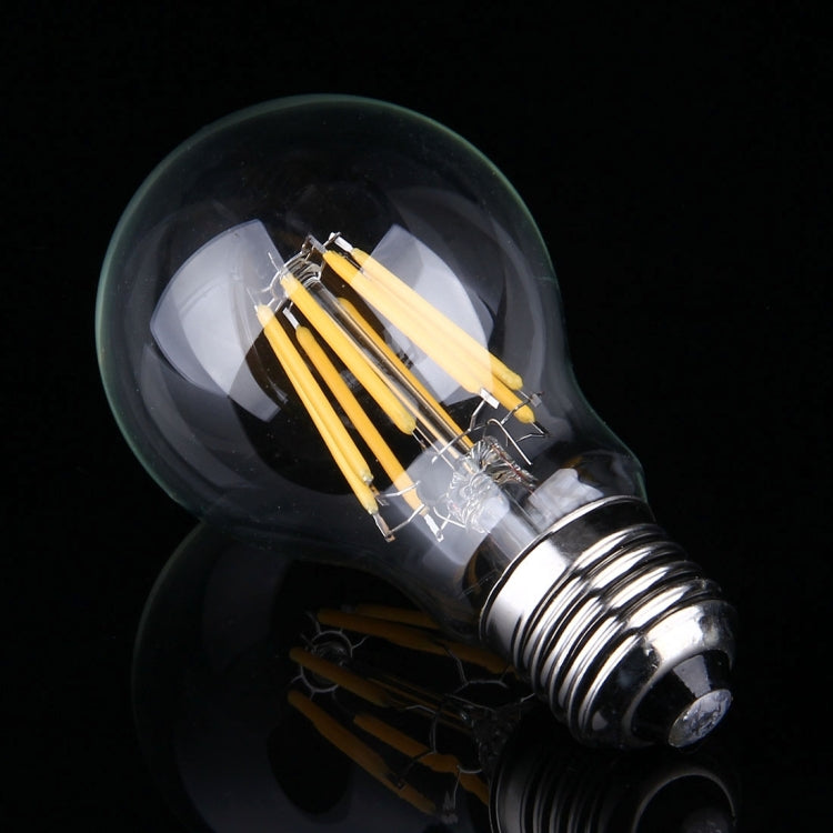 4 PCS A60 E27 8W Warm White LED Filament Light Bulb , 8 LEDs 580 LM Retro Energy Saving Light for Halls, AC 85-265V