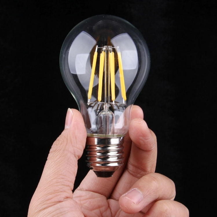 4 PCS A60 E27 8W Warm White LED Filament Light Bulb , 8 LEDs 580 LM Retro Energy Saving Light for Halls, AC 85-265V