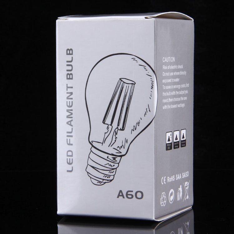 4 PCS A60 E27 8W Warm White LED Filament Light Bulb , 8 LEDs 580 LM Retro Energy Saving Light for Halls, AC 85-265V