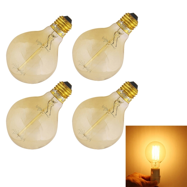 4 PCS YouOKLight 0823 E27 40W Warm White Bulbs Lamp, 400 LM Round Incandescent Edison Tungsten Filament Light, AC 220V-240V