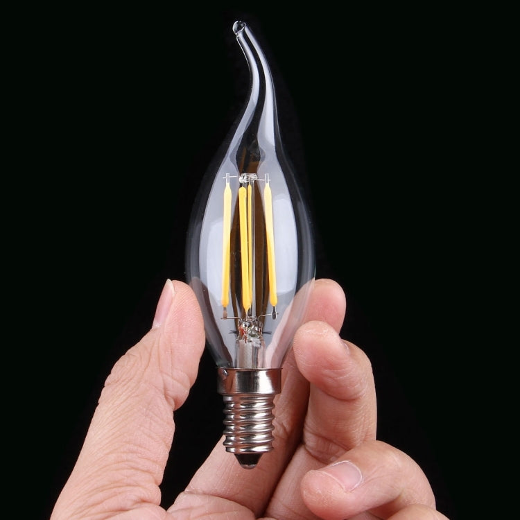 4 PCS C35 E14 4W Warm White LED Filament Light Bulb , 4 LEDs 300 LM Retro Energy Saving Light for Halls, AC 220V