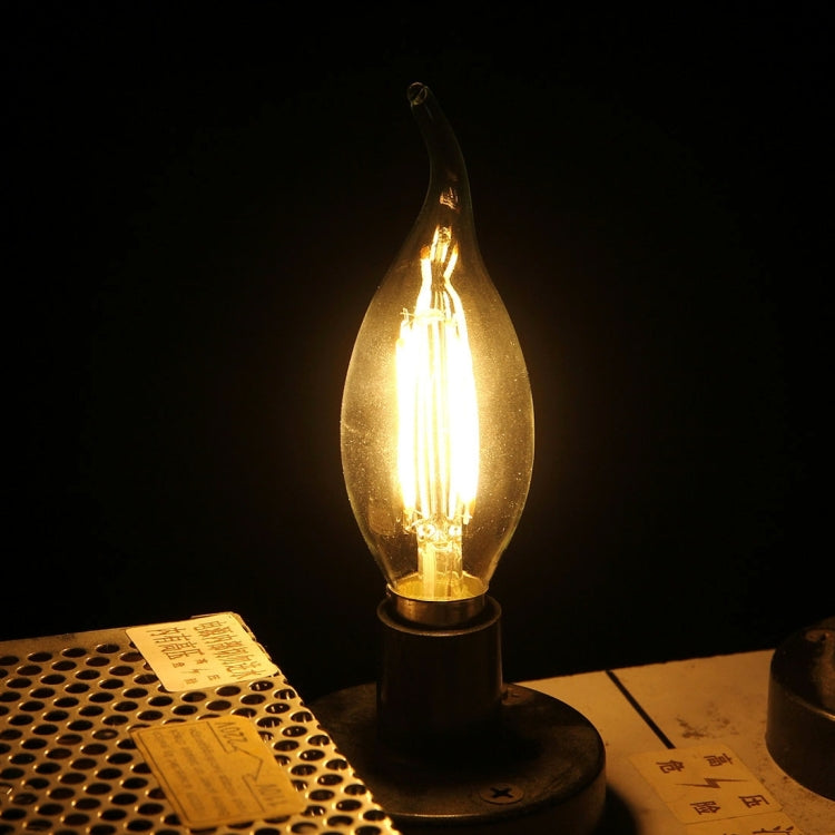 4 PCS C35 E14 4W Warm White LED Filament Light Bulb , 4 LEDs 300 LM Retro Energy Saving Light for Halls, AC 220V