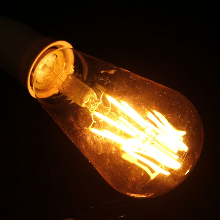 4 PCS ST64 E27 6W Warm White LED Filament Light Bulb , 6 LEDs 480 LM Retro Energy Saving Light for Halls, AC 85-265V
