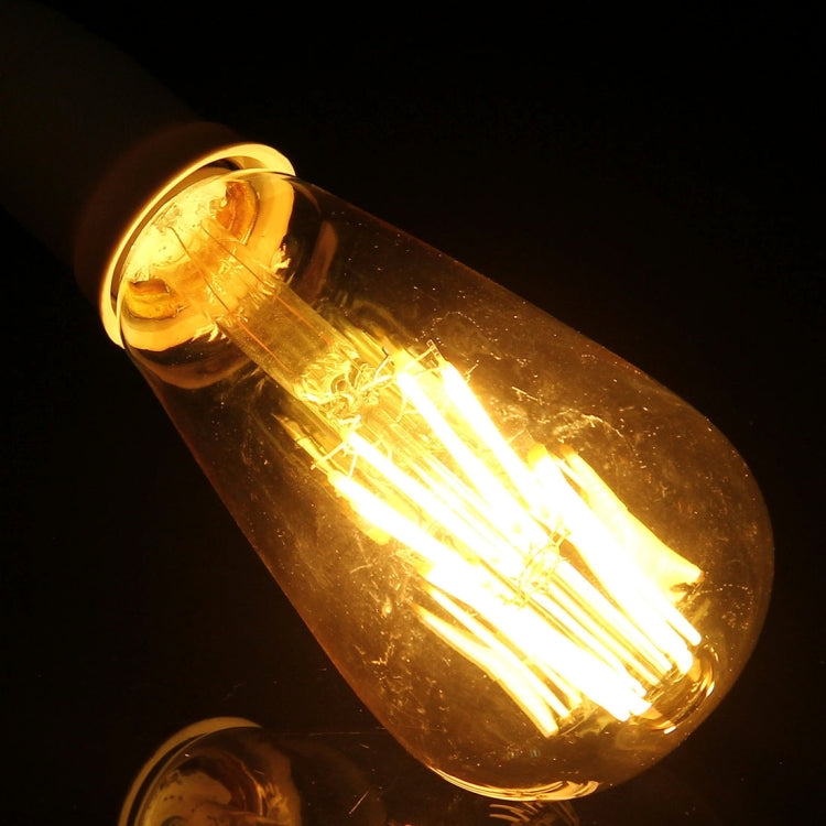 4 PCS ST64 E27 8W Warm White LED Filament Light Bulb, 8 LEDs 580 LM Retro Energy Saving Light for Halls, AC 85-265V