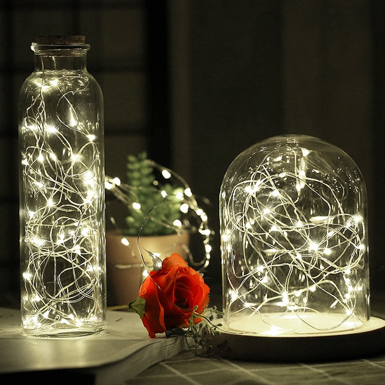 2m Silver Color Copper Wire String Light Festival Lamp / Decoration Light Strip, 20 LEDs SMD 0603 IP65 Waterproof CR2032 Button Batteries