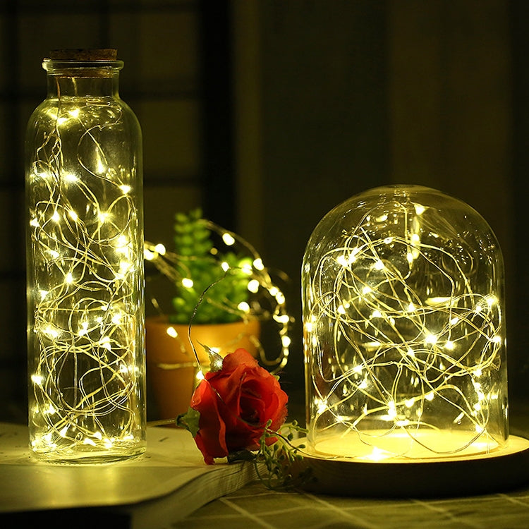 2m Silver Color Copper Wire String Light Festival Lamp / Decoration Light Strip, 20 LEDs SMD 0603 IP65 Waterproof CR2032 Button Batteries