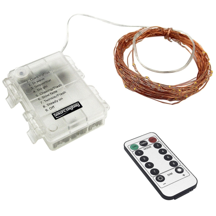 10m 100LED 1W Warm White AA Batteries Powered Wire String Light Festival Lamp / Decoration Light Strip with Remote Control