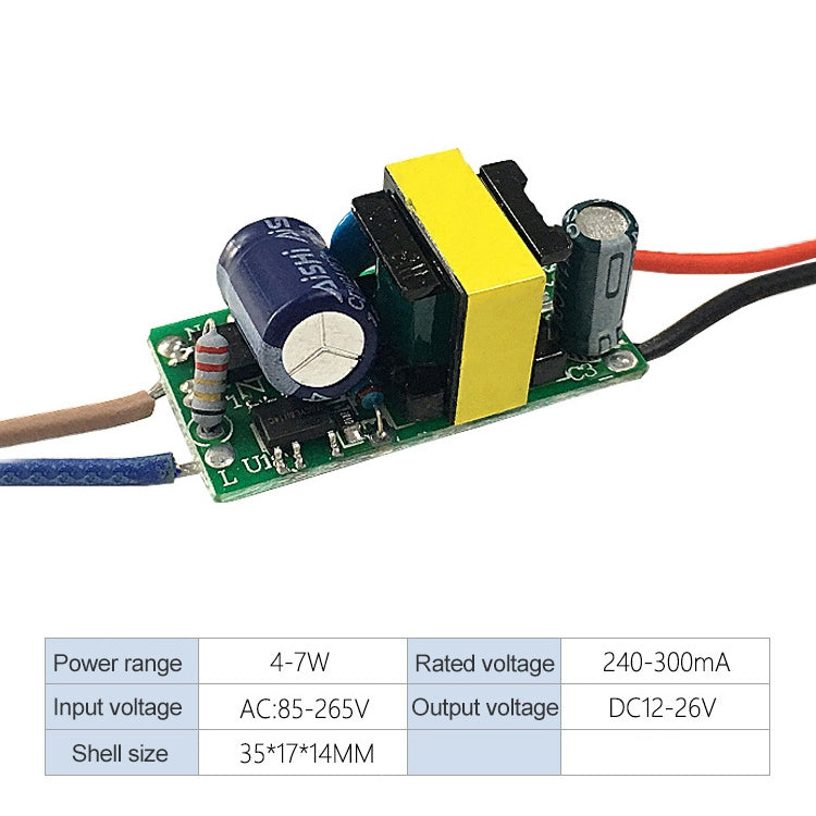 4-7W LED Driver Adapter Isolated Power Supply AC 85-265V to DC 12-26V