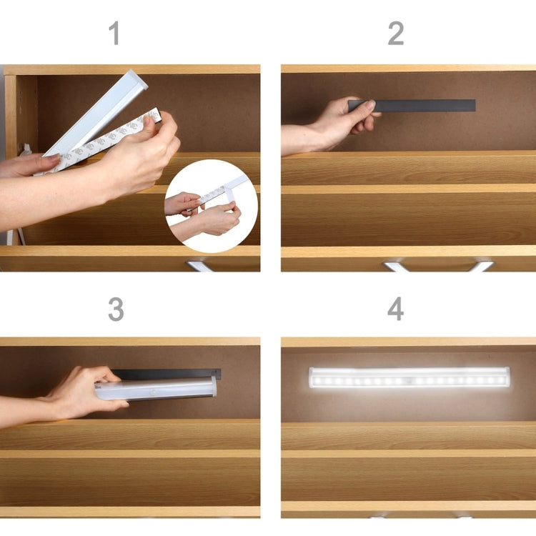 Magnet LED Human Motion Sensor Light Lamp, 20 LEDs Square Style for Cabinets, Sensor Distance: 3-5m(White Light)