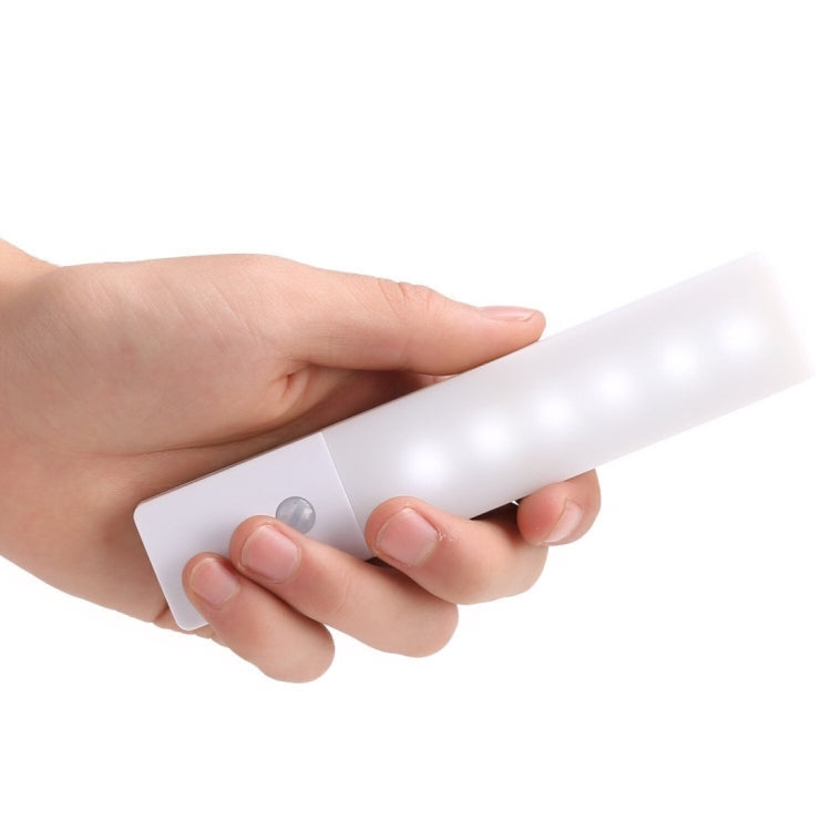 FYD1608 Magnet LED Human Motion Sensor Light Lamp, 6 LEDs 150LM Square Style for Cabinets, Sensor Distance: 3m(White Light)